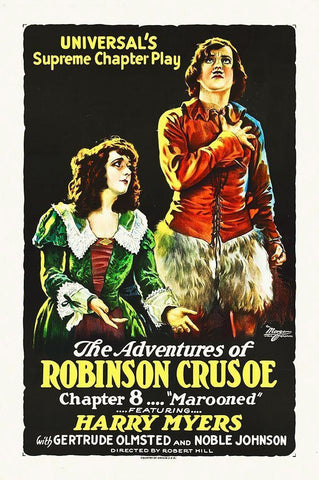 Robinson Crusoe, 1922 White Modern Wood Framed Art Print with Double Matting by Hollywood Photo Archive