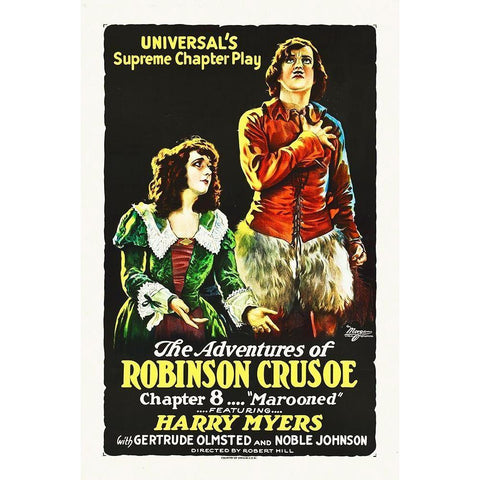 Robinson Crusoe, 1922 White Modern Wood Framed Art Print by Hollywood Photo Archive