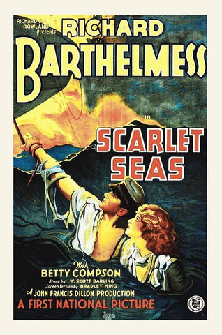 Scarlet Seas White Modern Wood Framed Art Print with Double Matting by Hollywood Photo Archive