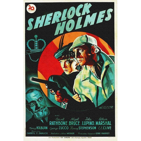 Sherlock Holmes White Modern Wood Framed Art Print by Hollywood Photo Archive