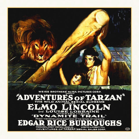 Tarzan, 1920 with Elmo Lincoln White Modern Wood Framed Art Print by Hollywood Photo Archive