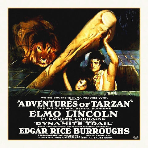 Tarzan, 1920 with Elmo Lincoln White Modern Wood Framed Art Print with Double Matting by Hollywood Photo Archive