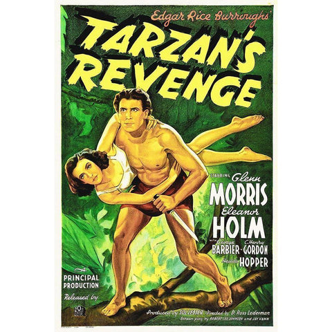 Tarzans Revenge Black Modern Wood Framed Art Print with Double Matting by Hollywood Photo Archive