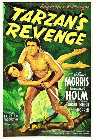 Tarzans Revenge White Modern Wood Framed Art Print with Double Matting by Hollywood Photo Archive