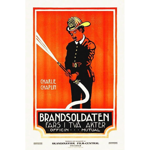 The Fireman Black Modern Wood Framed Art Print with Double Matting by Hollywood Photo Archive