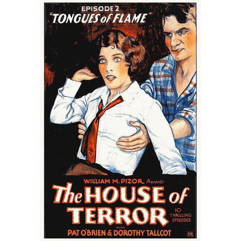 The House Of Terror, Missing Men, Ep 1 Pat OBrien, Dorothy Tallcot Black Modern Wood Framed Art Print with Double Matting by Hollywood Photo Archive