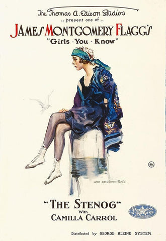 The Stenog, 1918 White Modern Wood Framed Art Print with Double Matting by Hollywood Photo Archive