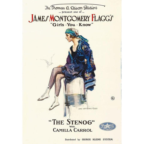 The Stenog, 1918 Gold Ornate Wood Framed Art Print with Double Matting by Hollywood Photo Archive