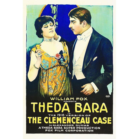 Theda Bara, Clemenceuax Gold Ornate Wood Framed Art Print with Double Matting by Hollywood Photo Archive