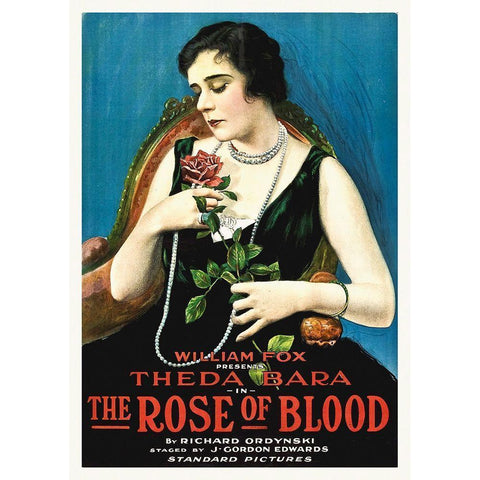 Theda Bara, The Rose of Blood,  1917 White Modern Wood Framed Art Print by Hollywood Photo Archive