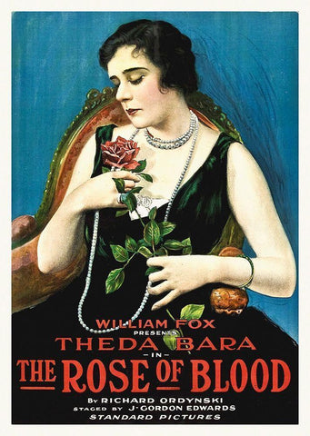 Theda Bara, The Rose of Blood,  1917 Black Ornate Wood Framed Art Print with Double Matting by Hollywood Photo Archive