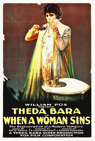 Theda Bara, When A Woman Sins Poster White Modern Wood Framed Art Print with Double Matting by Hollywood Photo Archive