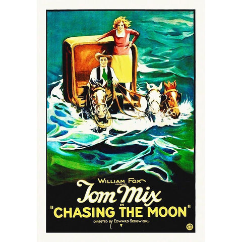 Tom Mix, Chasing The Moon, 1920 White Modern Wood Framed Art Print by Hollywood Photo Archive