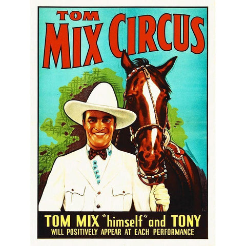 Tom Mix, Circus White Modern Wood Framed Art Print by Hollywood Photo Archive