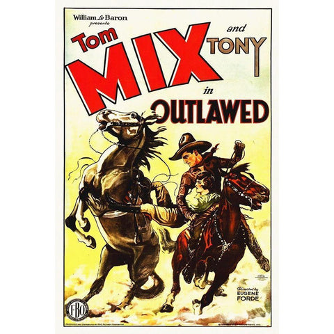 Tom Mix, Outlawed Black Modern Wood Framed Art Print with Double Matting by Hollywood Photo Archive