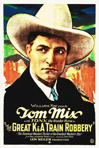 Tom Mix, The Great Train Robbery Black Ornate Wood Framed Art Print with Double Matting by Hollywood Photo Archive