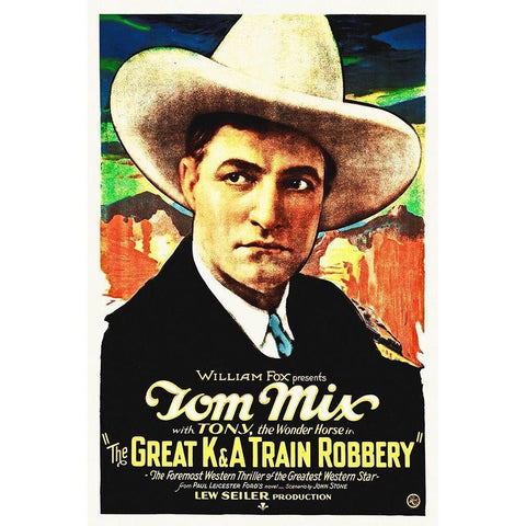 Tom Mix, The Great Train Robbery White Modern Wood Framed Art Print by Hollywood Photo Archive