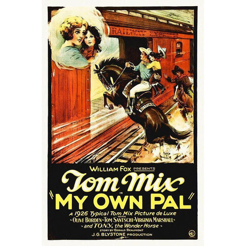 Tom Mix My Own Pal, 1924 Gold Ornate Wood Framed Art Print with Double Matting by Hollywood Photo Archive