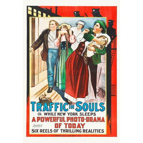 Traffic in Souls, 1913 Black Modern Wood Framed Art Print with Double Matting by Hollywood Photo Archive