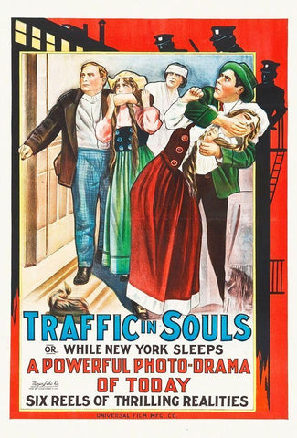 Traffic in Souls, 1913 White Modern Wood Framed Art Print with Double Matting by Hollywood Photo Archive