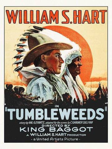 Tumbleweeds - William S Hart,  1925 Black Ornate Wood Framed Art Print with Double Matting by Hollywood Photo Archive