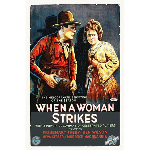 When A Woman Strikes, 1919 White Modern Wood Framed Art Print by Hollywood Photo Archive