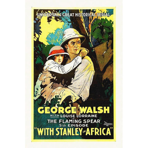 With Stanley In Africa White Modern Wood Framed Art Print by Hollywood Photo Archive