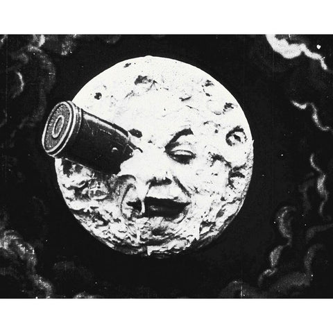 A Trip To The Moon - Landing Black Modern Wood Framed Art Print with Double Matting by Hollywood Photo Archive