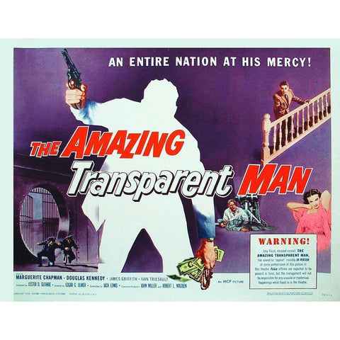 Amazing Transparent Man White Modern Wood Framed Art Print by Hollywood Photo Archive