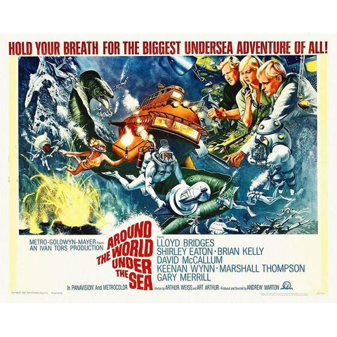 Around The World Under The Sea With Lloyd Bridges Black Modern Wood Framed Art Print with Double Matting by Hollywood Photo Archive