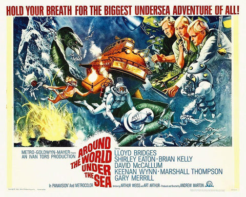 Around The World Under The Sea With Lloyd Bridges Black Ornate Wood Framed Art Print with Double Matting by Hollywood Photo Archive