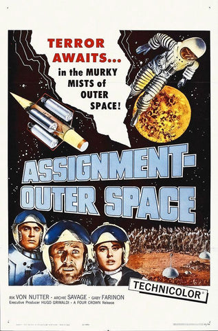 Assignment Outer Space Black Ornate Wood Framed Art Print with Double Matting by Hollywood Photo Archive