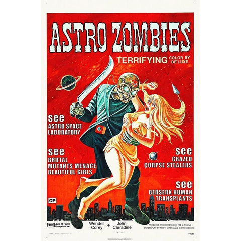 Astro Zombies Gold Ornate Wood Framed Art Print with Double Matting by Hollywood Photo Archive