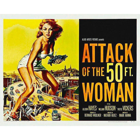 Attack Of The 50ft Woman Black Modern Wood Framed Art Print with Double Matting by Hollywood Photo Archive