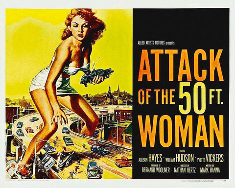 Attack Of The 50ft Woman White Modern Wood Framed Art Print with Double Matting by Hollywood Photo Archive