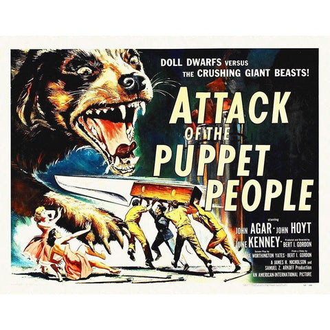 Attack Of The Puppet People Black Modern Wood Framed Art Print with Double Matting by Hollywood Photo Archive