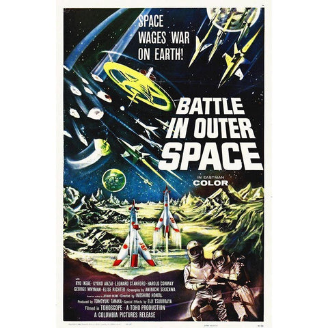 Battle In Outer Space Black Modern Wood Framed Art Print with Double Matting by Hollywood Photo Archive