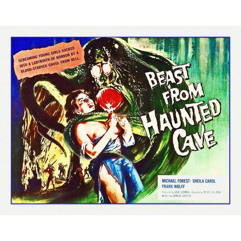 Beast From Haunted Cave Black Modern Wood Framed Art Print with Double Matting by Hollywood Photo Archive