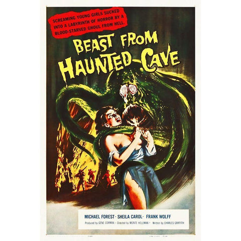 Beast From Haunted Cave, 1959 White Modern Wood Framed Art Print by Hollywood Photo Archive