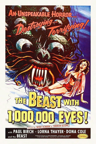 Beast With 1,000,000 Eyes White Modern Wood Framed Art Print with Double Matting by Hollywood Photo Archive