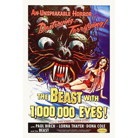 Beast With 1,000,000 Eyes Black Modern Wood Framed Art Print with Double Matting by Hollywood Photo Archive