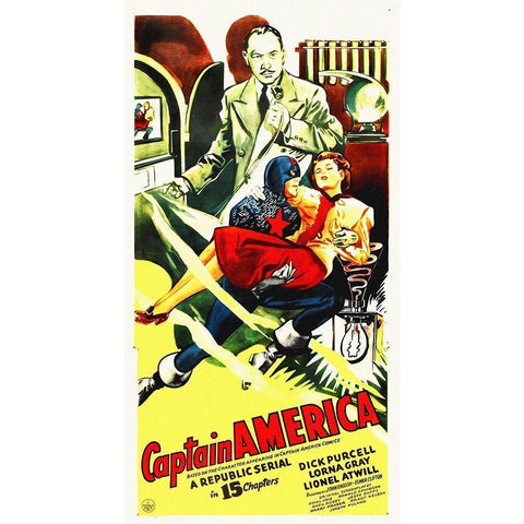 Captain America - A Republic Serial White Modern Wood Framed Art Print by Hollywood Photo Archive