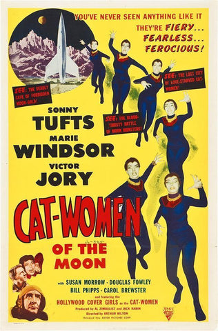 Cat-Women Of The Moon, 1954 White Modern Wood Framed Art Print with Double Matting by Hollywood Photo Archive