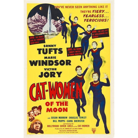 Cat-Women Of The Moon, 1954 White Modern Wood Framed Art Print by Hollywood Photo Archive