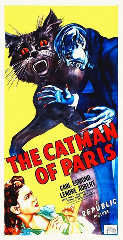 Catman Of Paris Black Ornate Wood Framed Art Print with Double Matting by Hollywood Photo Archive