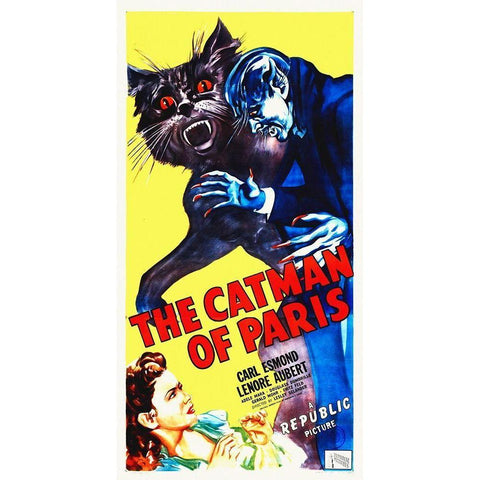 Catman Of Paris Black Modern Wood Framed Art Print with Double Matting by Hollywood Photo Archive