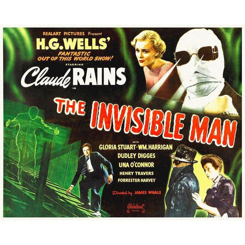 Claude Raines In The Invisible Man Black Modern Wood Framed Art Print with Double Matting by Hollywood Photo Archive