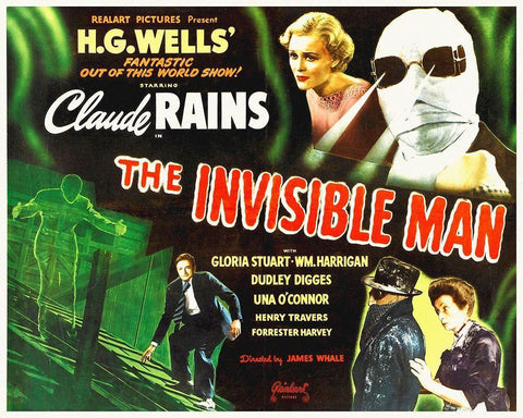 Claude Raines In The Invisible Man White Modern Wood Framed Art Print with Double Matting by Hollywood Photo Archive