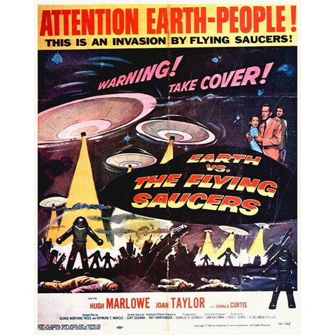 Earth Vs The Flying Saucers Black Modern Wood Framed Art Print with Double Matting by Hollywood Photo Archive