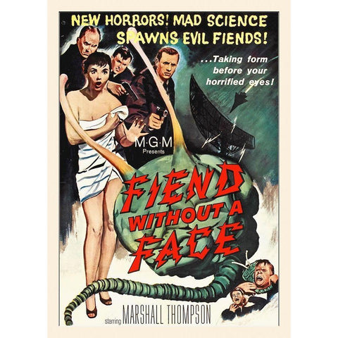 Fiend Without A Face White Modern Wood Framed Art Print by Hollywood Photo Archive